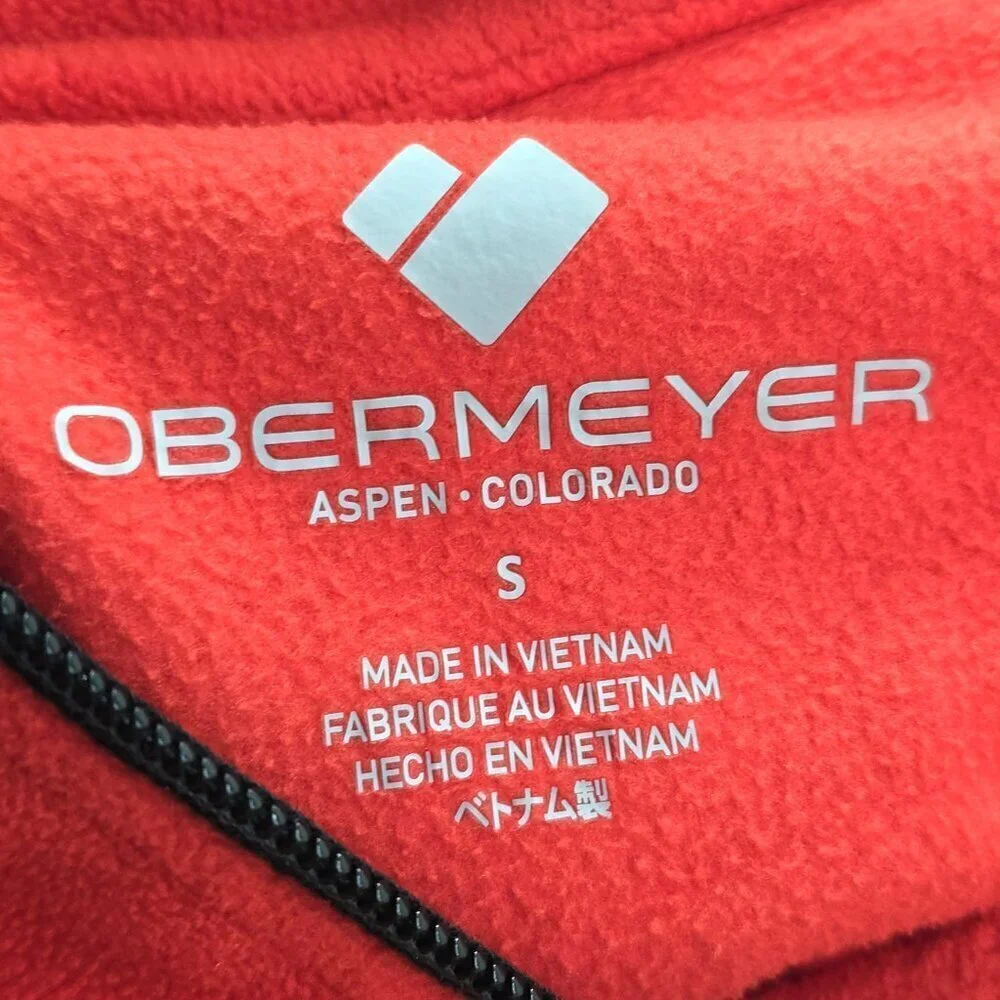 OBERMEYER  Red Quarter Zip Fleece Sweater Jacket Size Small
